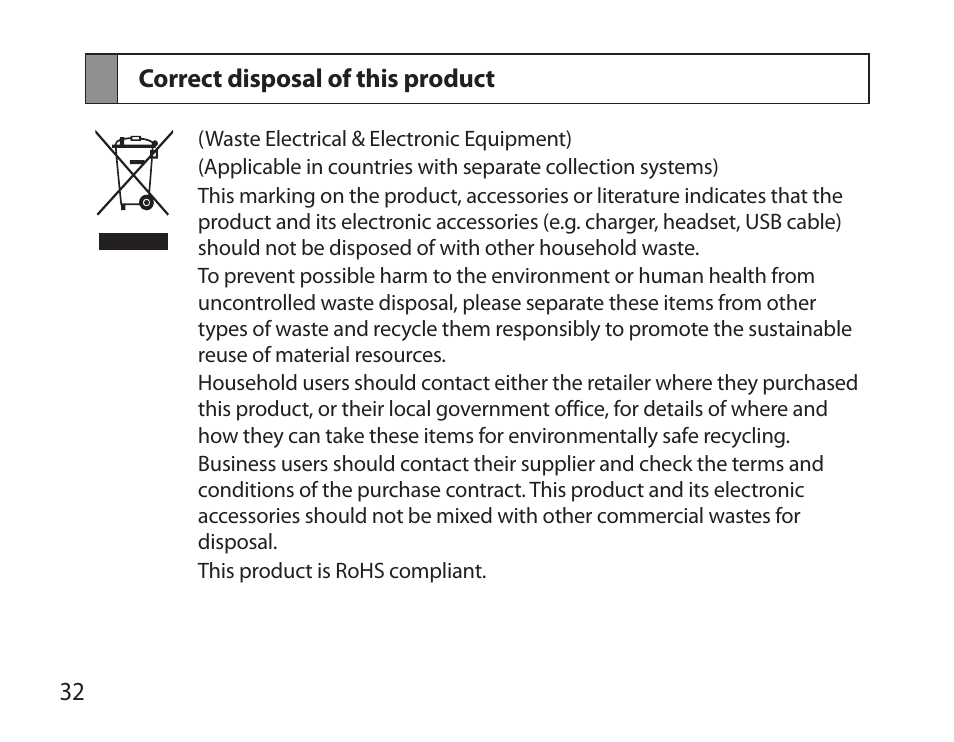 Correct disposal of this product | Samsung BHS6000 User Manual | Page 34 / 218