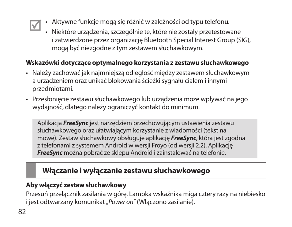 Włączanie i wyłączanie zestawu słuchawkowego | Samsung BHS6000 User Manual | Page 84 / 218