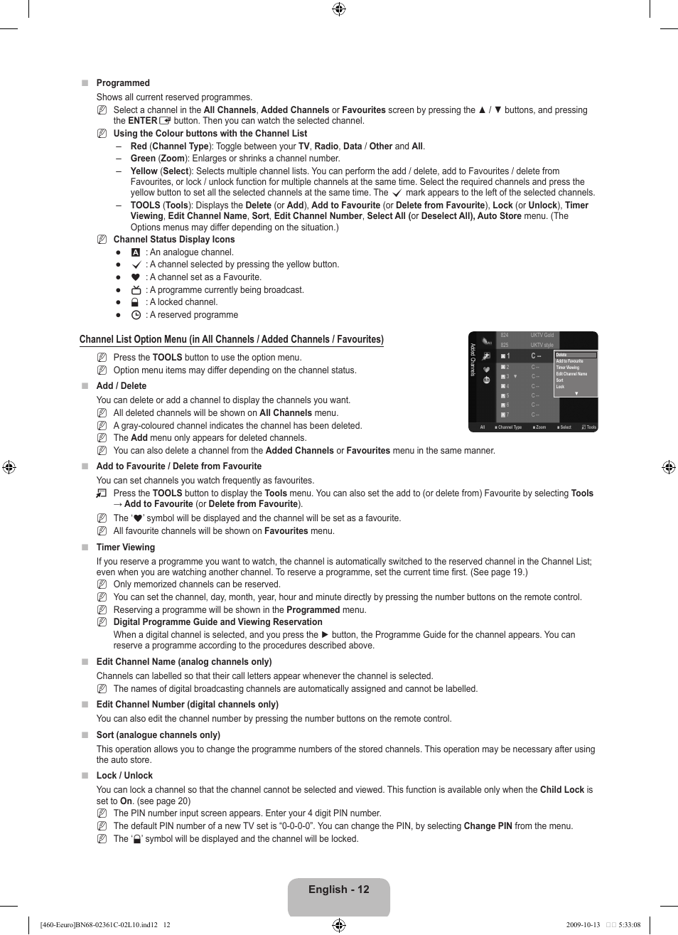 English - 12 | Samsung LE32B460B2W User Manual | Page 14 / 328