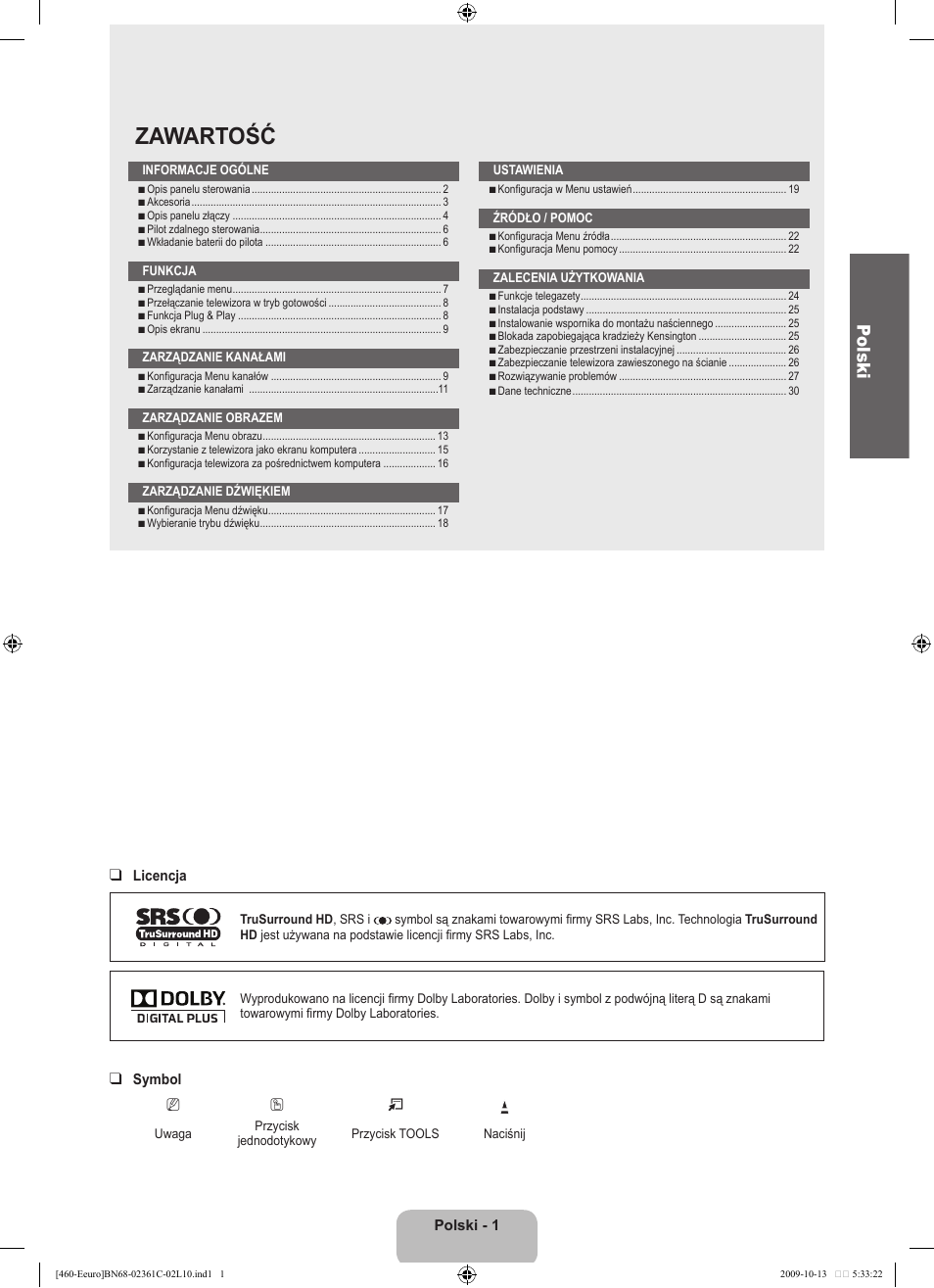 Zawartość, Polski | Samsung LE32B460B2W User Manual | Page 67 / 328