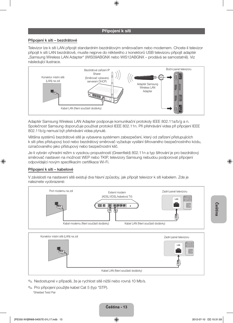 Připojení k síti | Samsung PS51E550D1W User Manual | Page 145 / 374