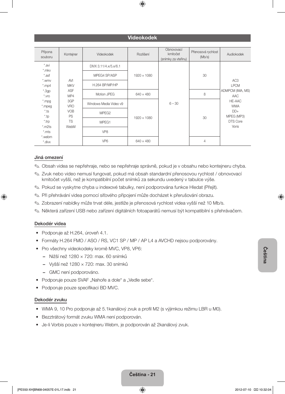 Videokodek | Samsung PS51E550D1W User Manual | Page 153 / 374