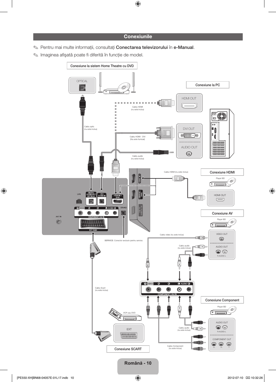 Conexiunile, Română - 10 | Samsung PS51E550D1W User Manual | Page 186 / 374