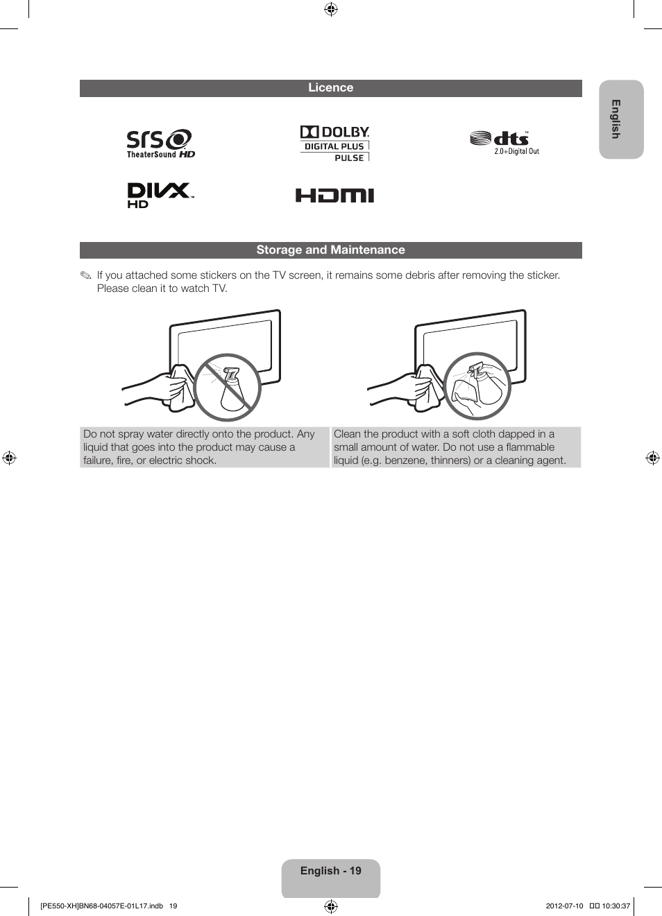 Samsung PS51E550D1W User Manual | Page 19 / 374