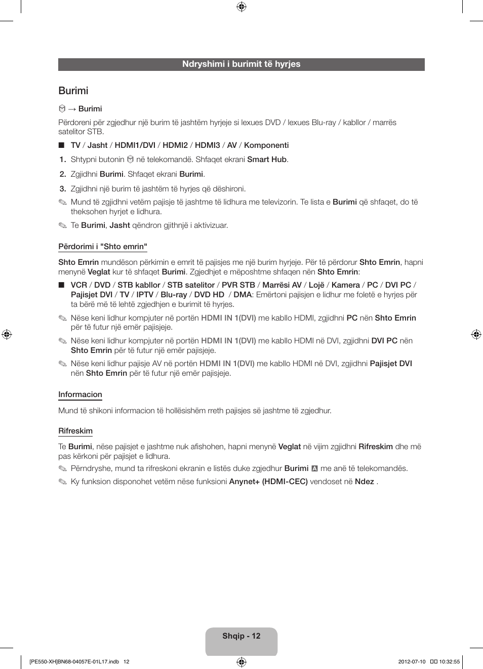 Burimi | Samsung PS51E550D1W User Manual | Page 232 / 374