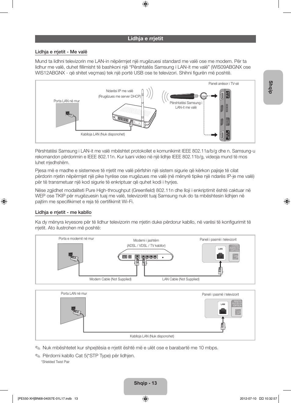 Lidhja e rrjetit | Samsung PS51E550D1W User Manual | Page 233 / 374