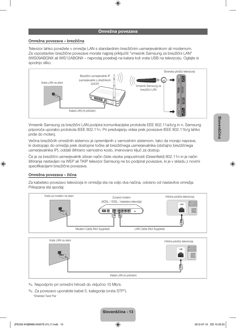 Omrežna povezava | Samsung PS51E550D1W User Manual | Page 277 / 374