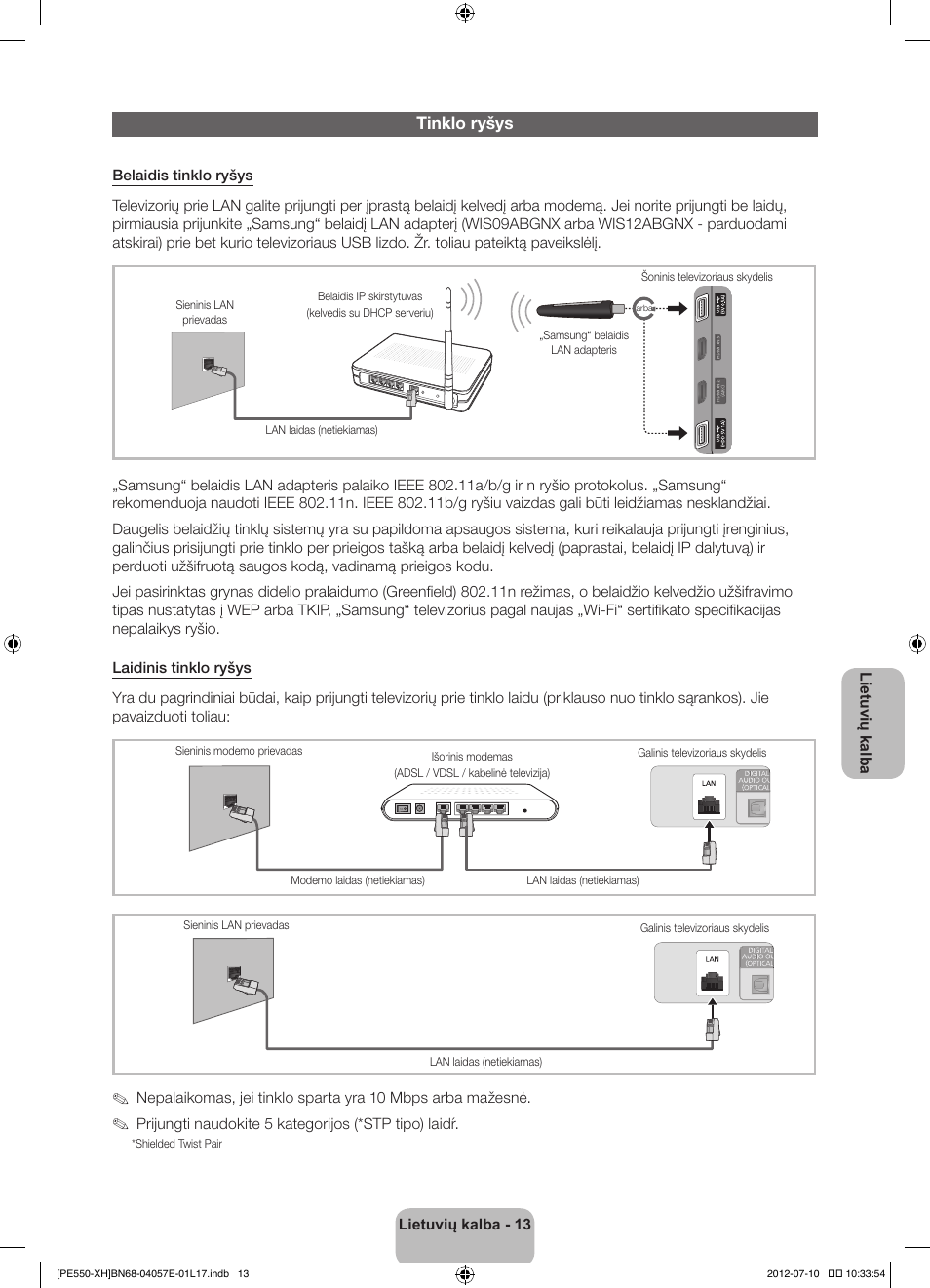 Tinklo ryšys | Samsung PS51E550D1W User Manual | Page 321 / 374