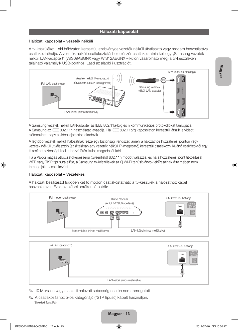 Hálózati kapcsolat | Samsung PS51E550D1W User Manual | Page 35 / 374