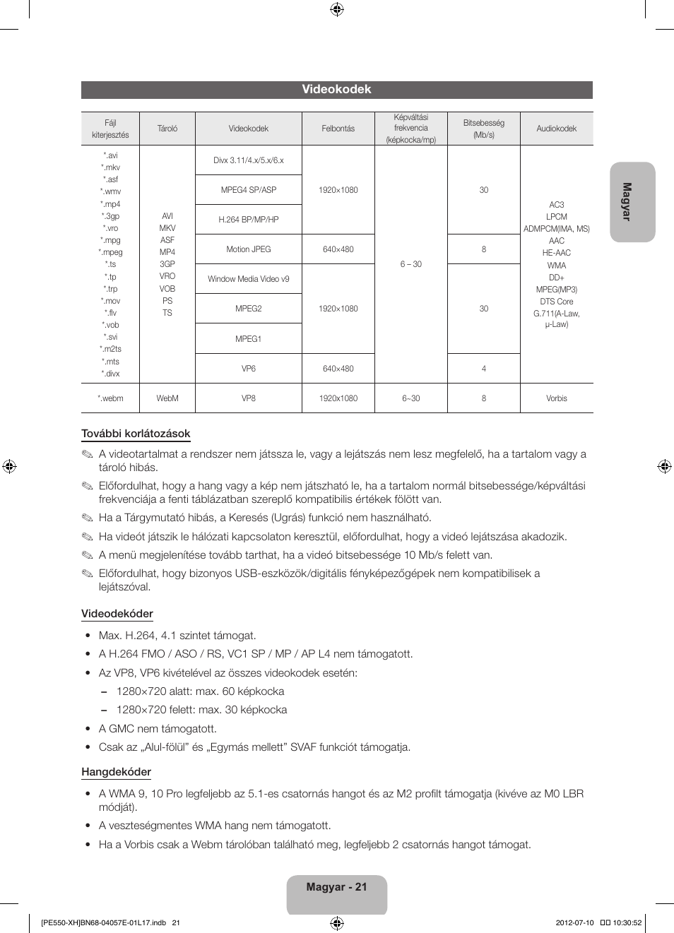 Videokodek | Samsung PS51E550D1W User Manual | Page 43 / 374
