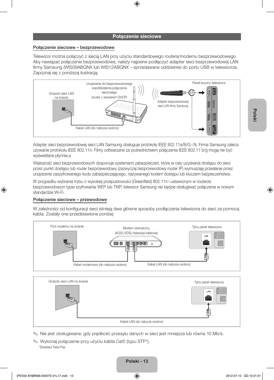 Połączenie sieciowe | Samsung PS51E550D1W User Manual | Page 57 / 374
