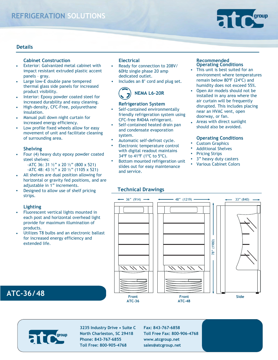 Refrigeration solutions, Atc-36/48 | ATC Group ATC36 User Manual | Page 2 / 2