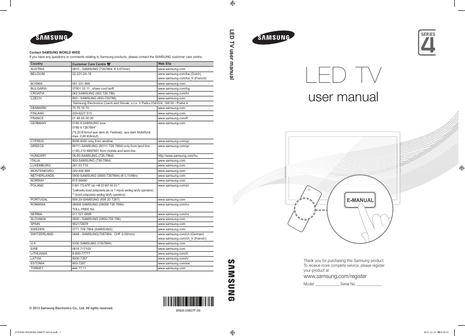 Samsung UE32F4500AW User Manual | 289 pages