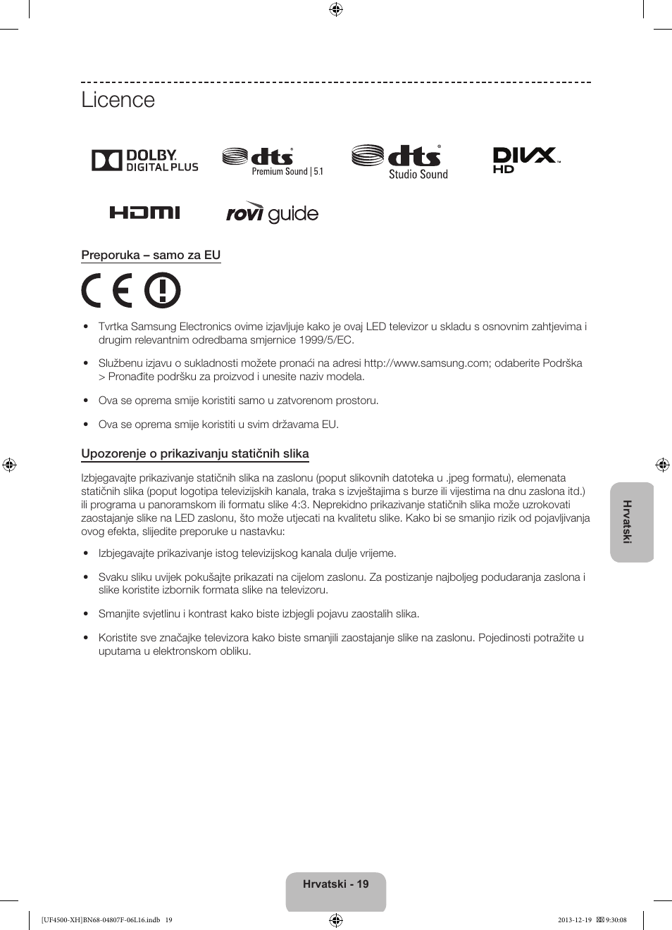 Licence | Samsung UE32F4500AW User Manual | Page 109 / 289