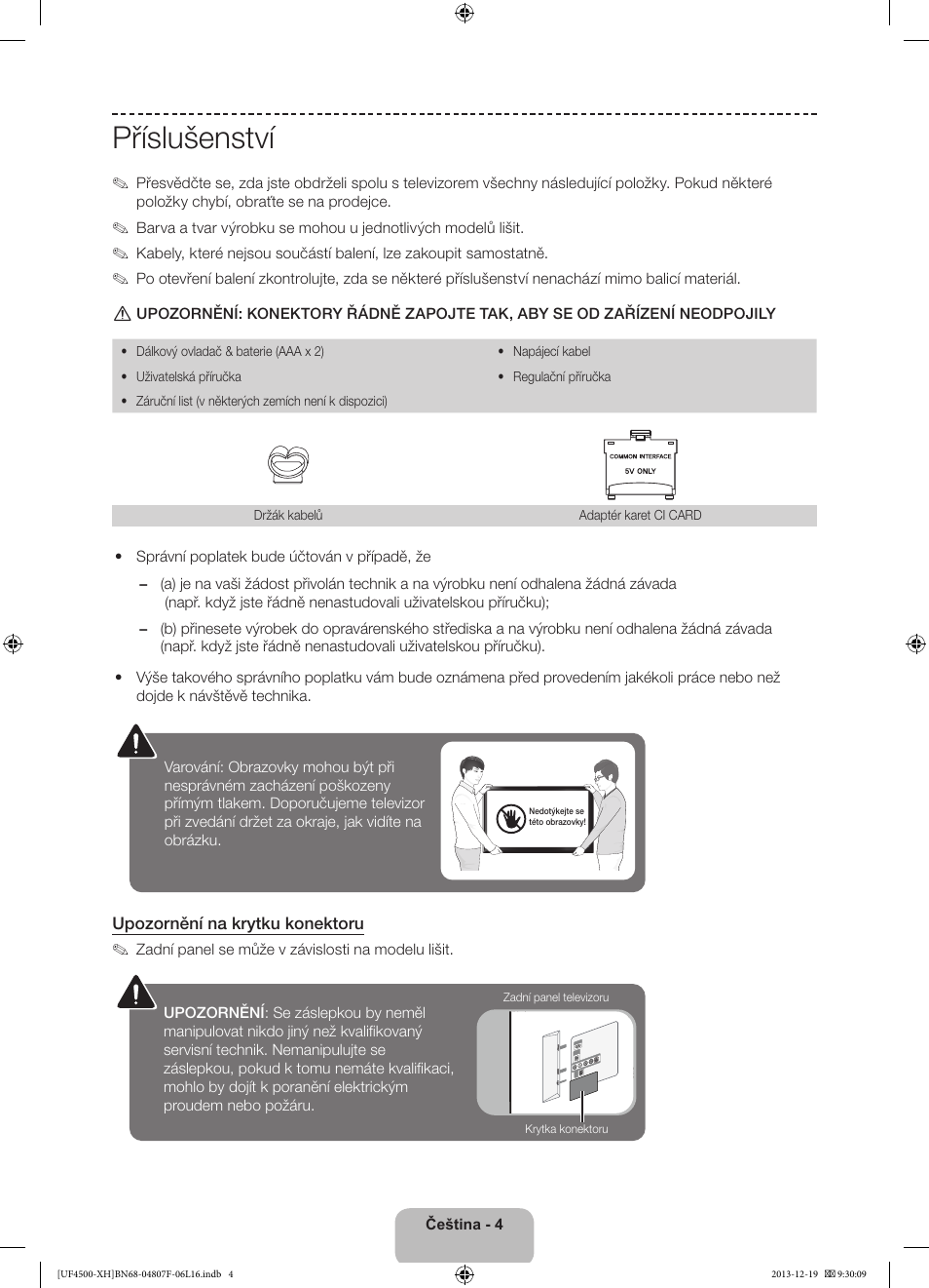 Příslušenství | Samsung UE32F4500AW User Manual | Page 112 / 289