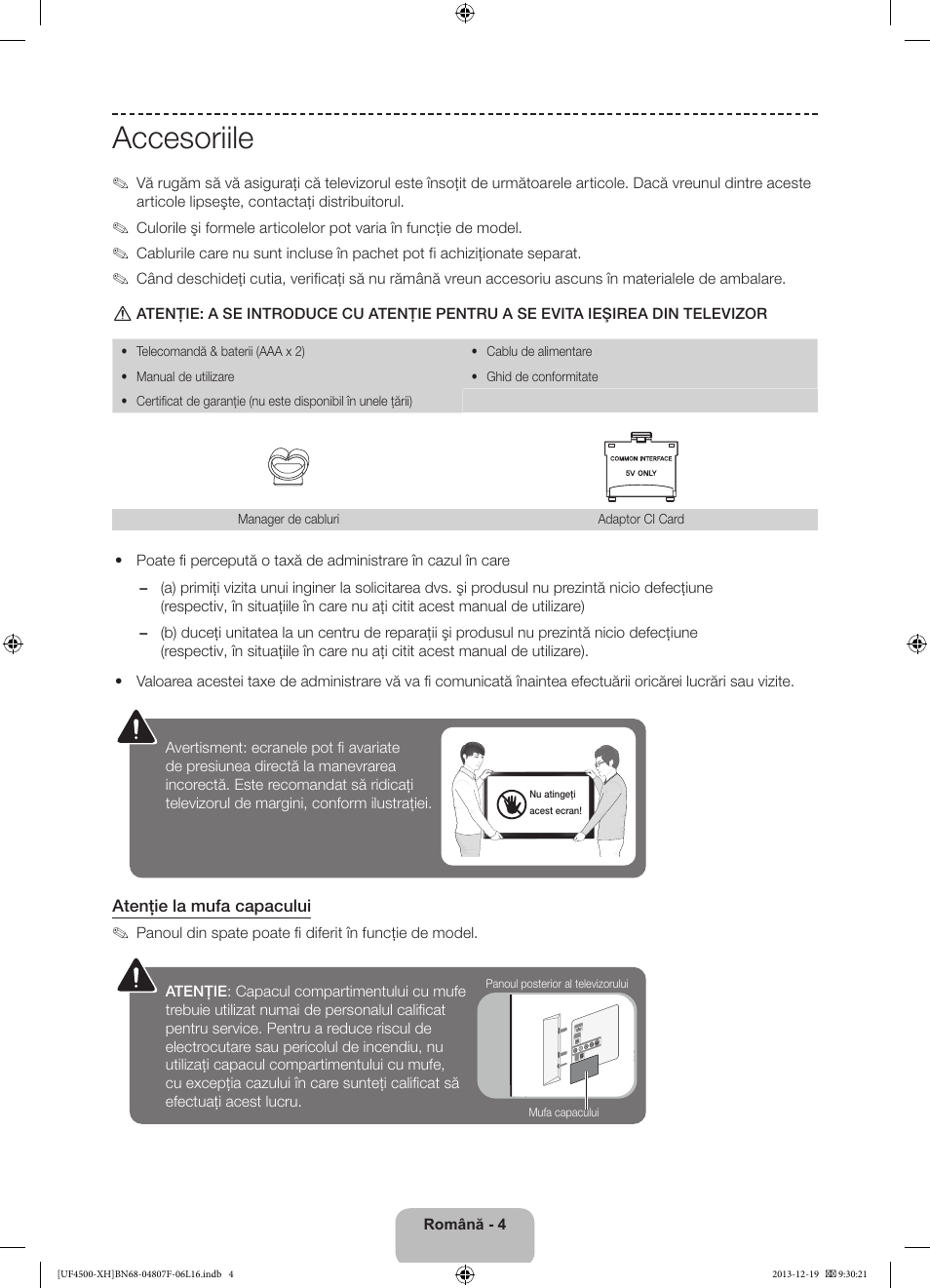 Accesoriile | Samsung UE32F4500AW User Manual | Page 148 / 289
