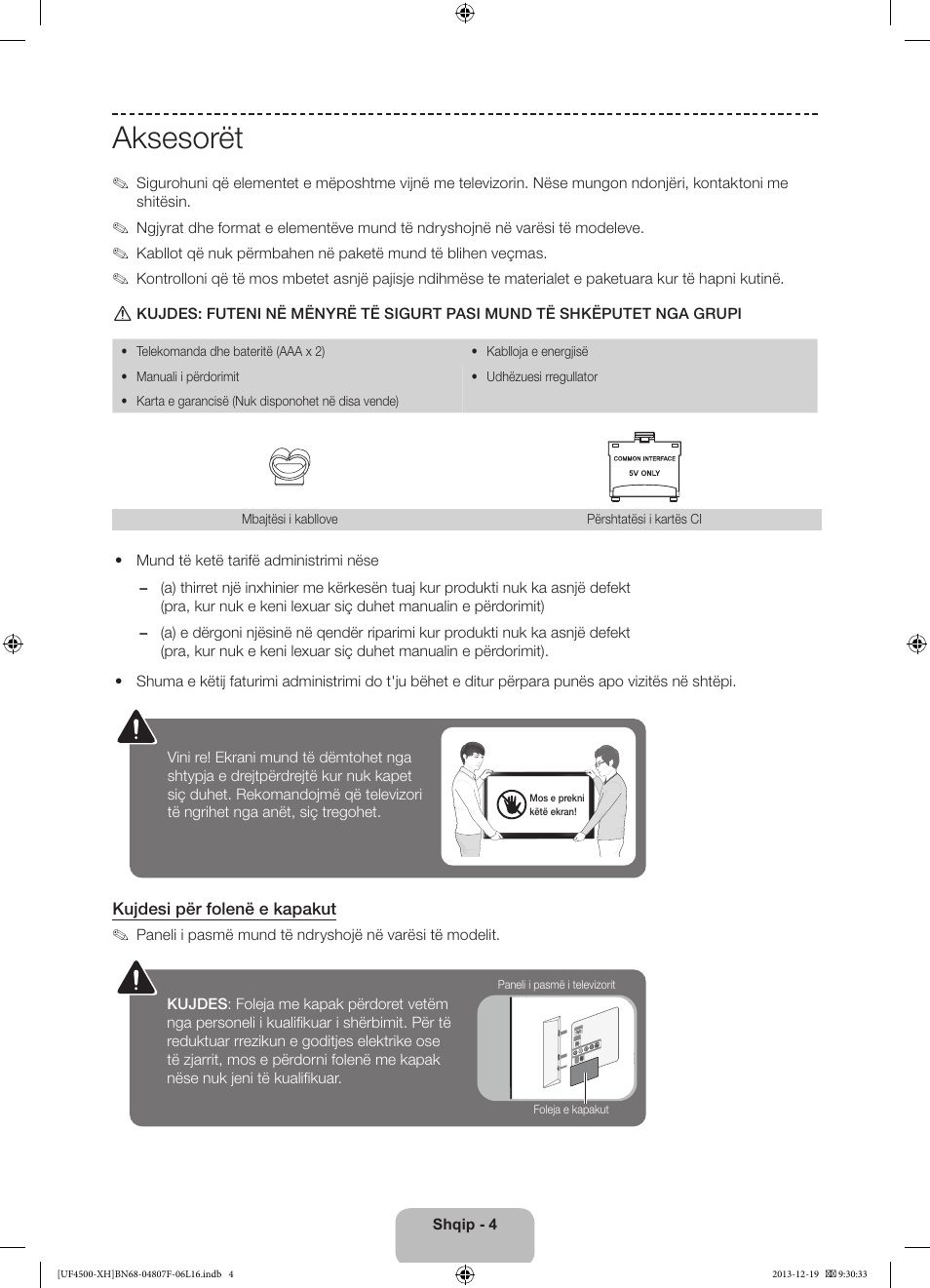 Aksesorët | Samsung UE32F4500AW User Manual | Page 184 / 289