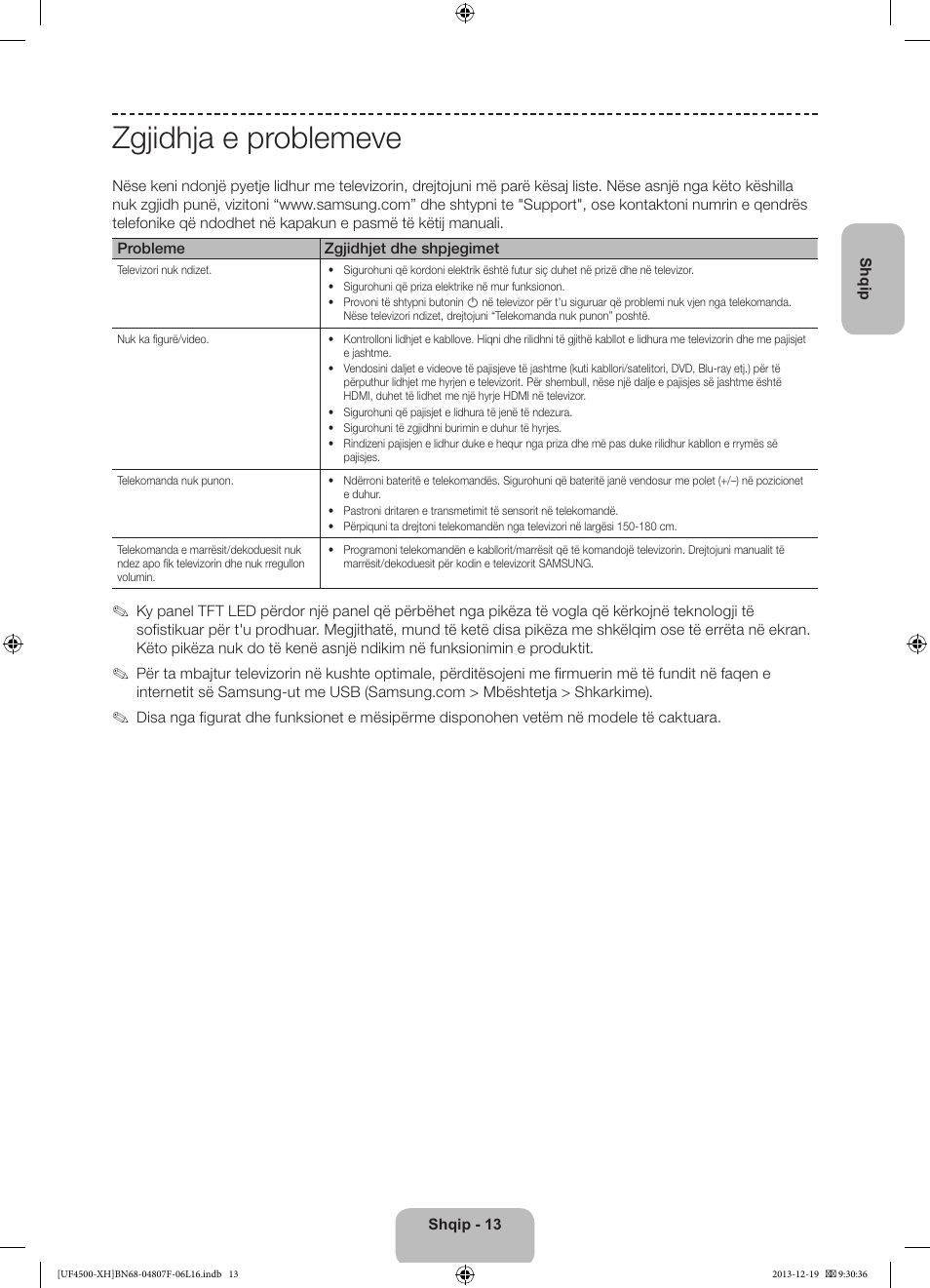 Zgjidhja e problemeve | Samsung UE32F4500AW User Manual | Page 193 / 289