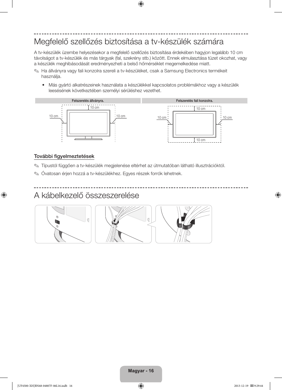 A kábelkezelő összeszerelése | Samsung UE32F4500AW User Manual | Page 34 / 289