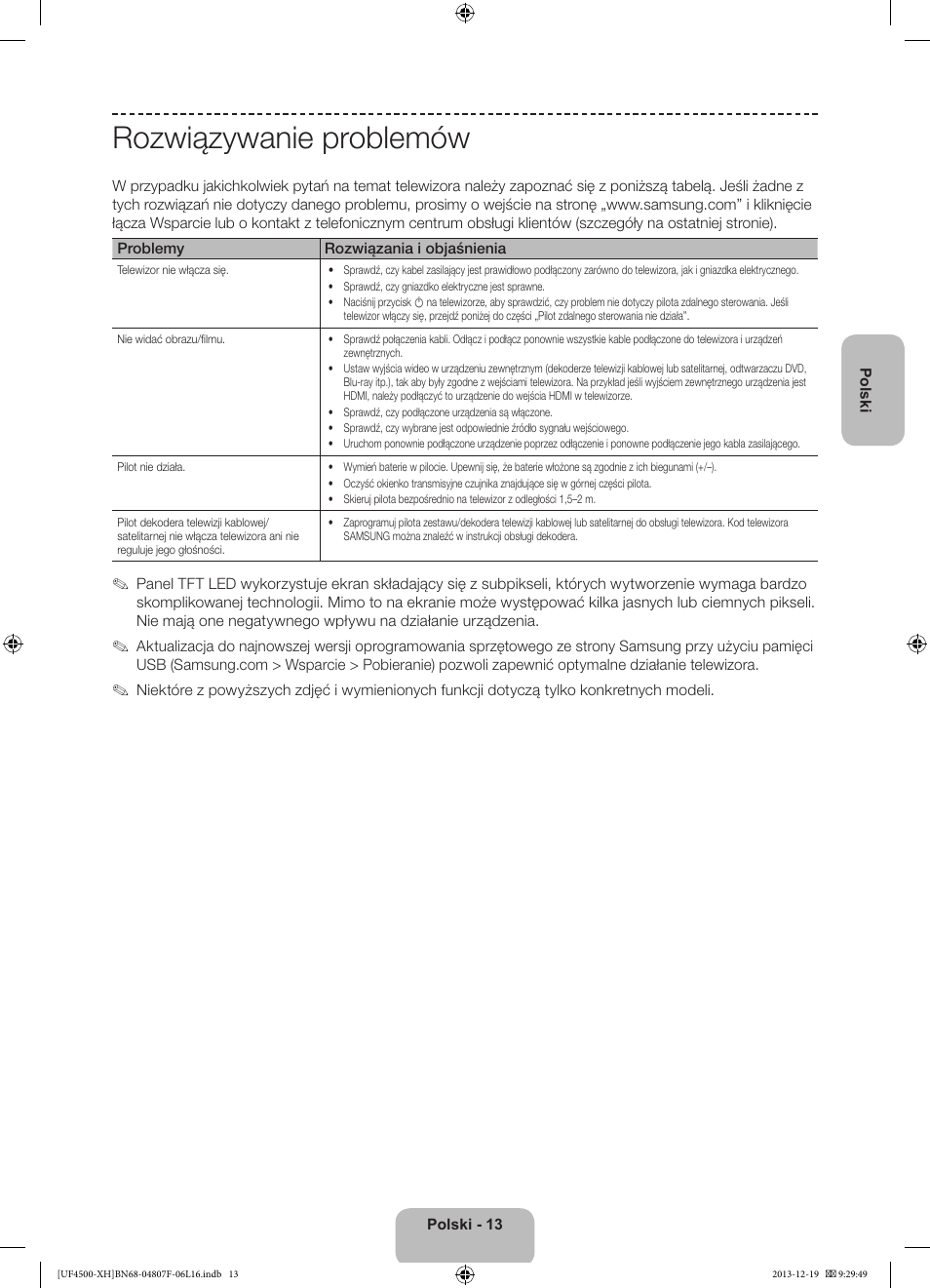 Rozwiązywanie problemów | Samsung UE32F4500AW User Manual | Page 49 / 289