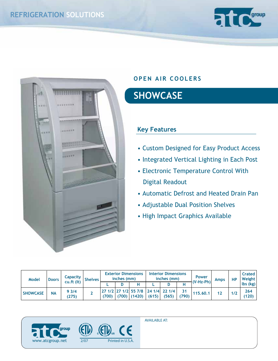 ATC Group Open Air Cooler SHOWCASE User Manual | 2 pages