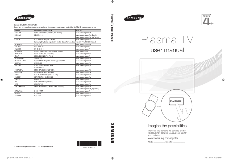 Samsung PS43D490A1W User Manual | 166 pages