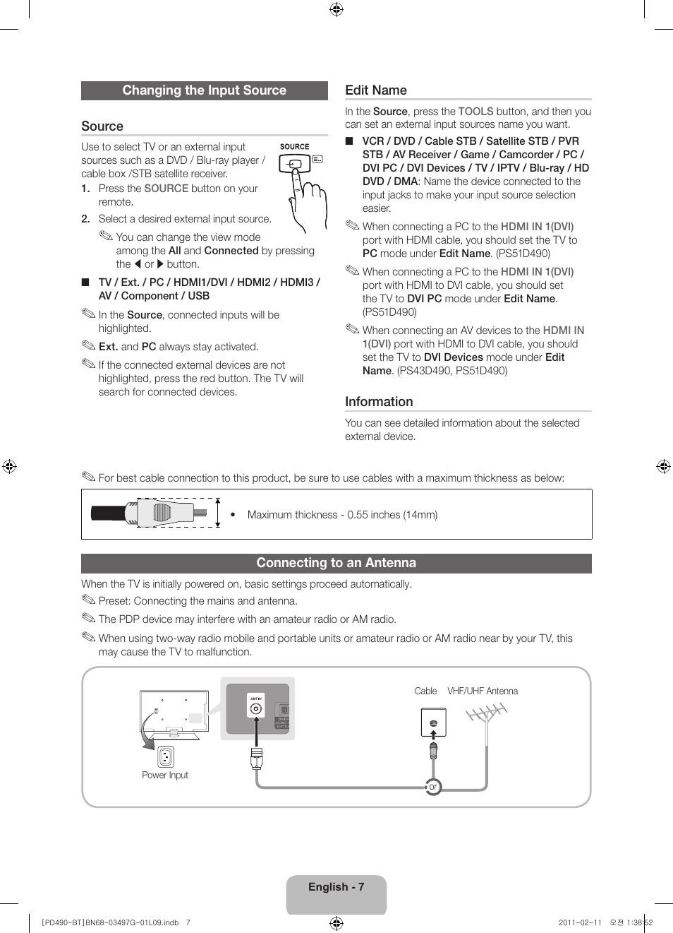 Samsung PS43D490A1W User Manual | Page 7 / 166