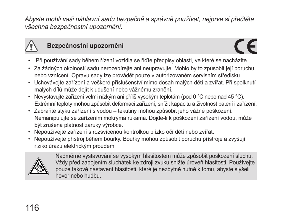 Bezpečnostní upozornění | Samsung HM6400 User Manual | Page 118 / 187