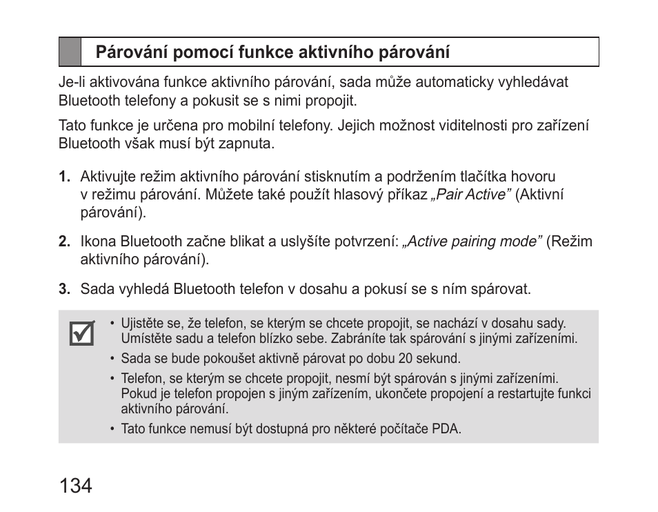 Párování pomocí funkce aktivního párování | Samsung HM6400 User Manual | Page 136 / 187