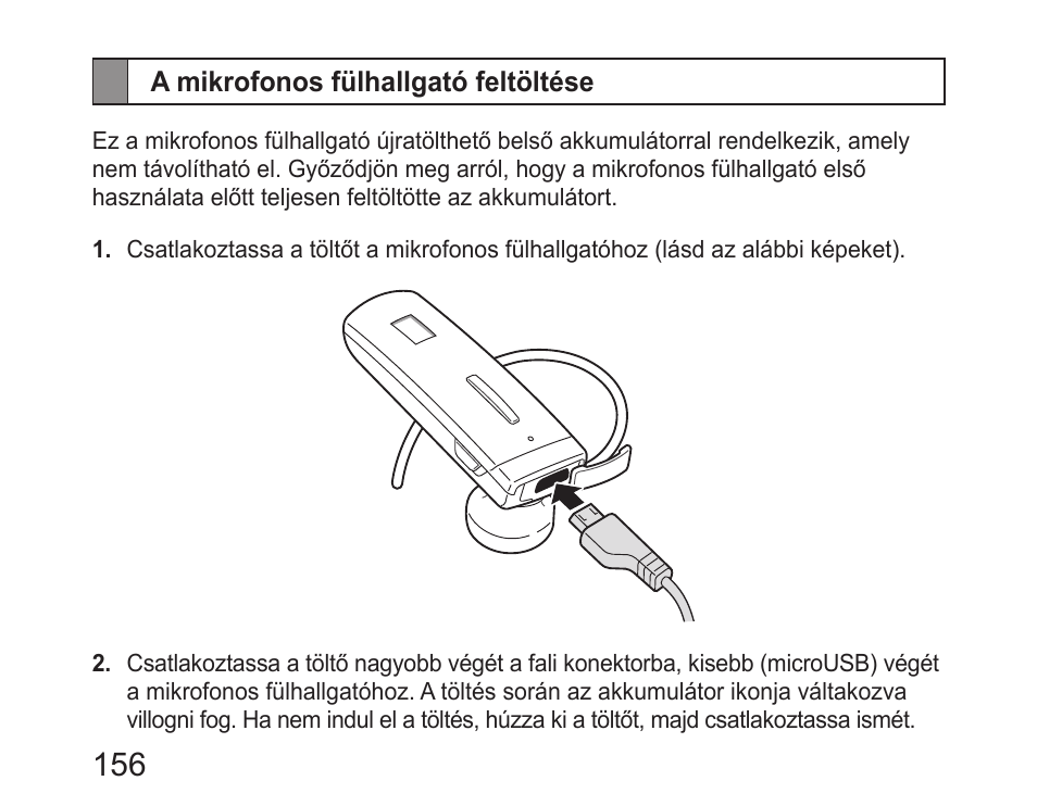A mikrofonos fülhallgató feltöltése | Samsung HM6400 User Manual | Page 158 / 187