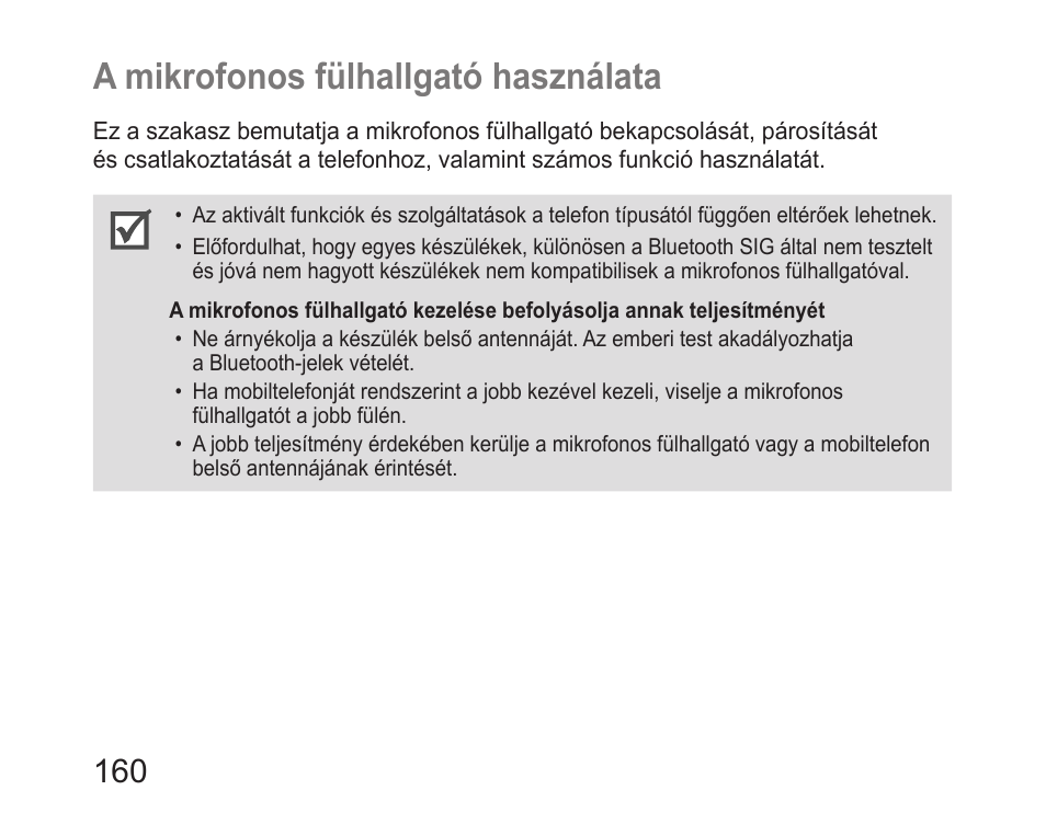 A mikrofonos fülhallgató használata | Samsung HM6400 User Manual | Page 162 / 187