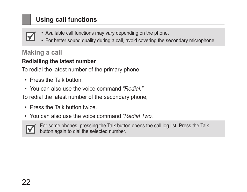 Using call functions | Samsung HM6400 User Manual | Page 24 / 187