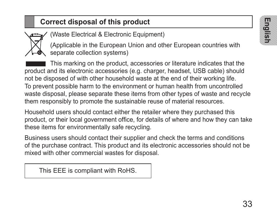 Correct disposal of this product | Samsung HM6400 User Manual | Page 35 / 187