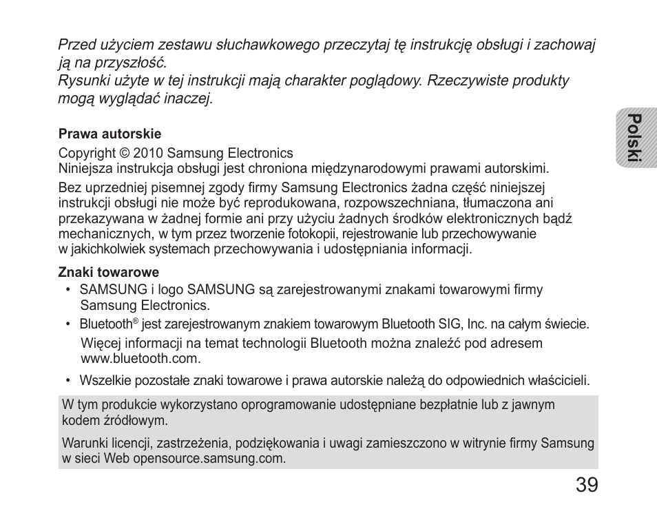 Polski | Samsung HM6400 User Manual | Page 41 / 187