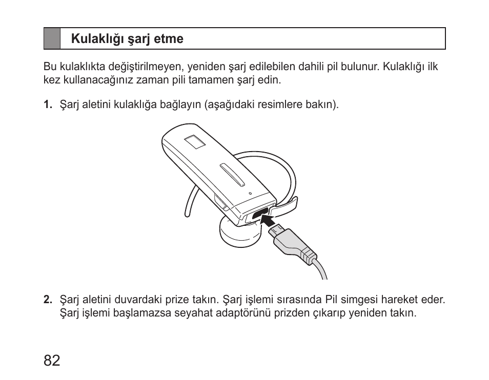 Kulaklığı şarj etme | Samsung HM6400 User Manual | Page 84 / 187