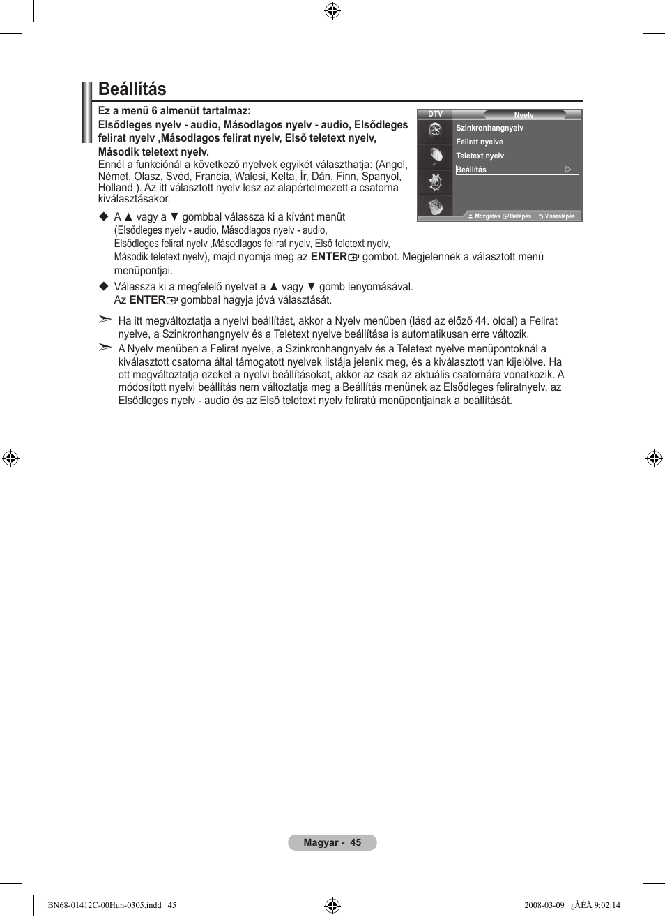 Beállítás | Samsung LE37A656A1F User Manual | Page 115 / 614