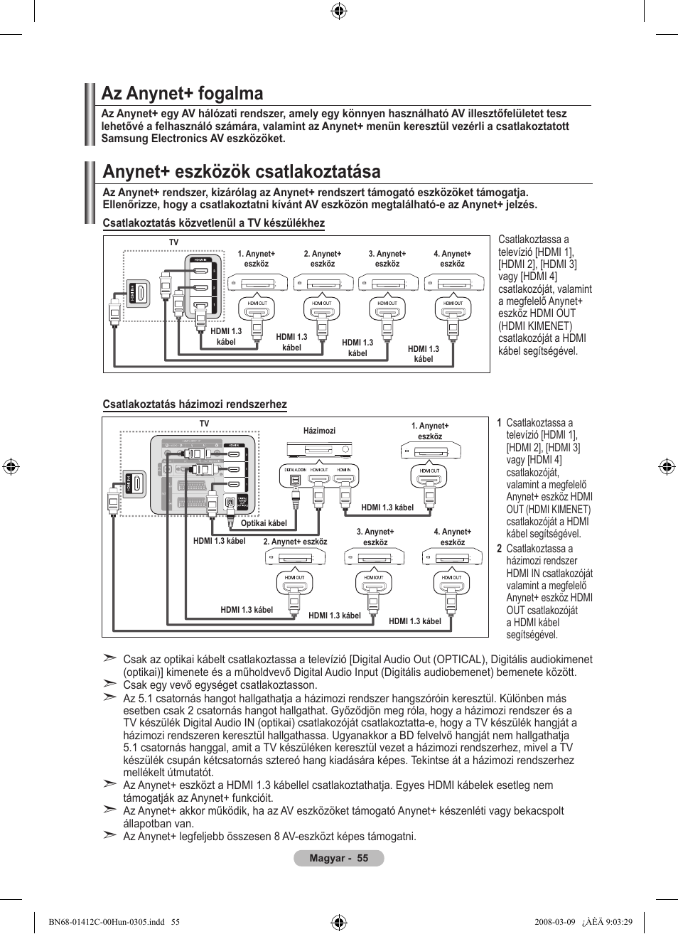 Anynet+ eszközök csatlakoztatása, Az anynet+ fogalma | Samsung LE37A656A1F User Manual | Page 125 / 614