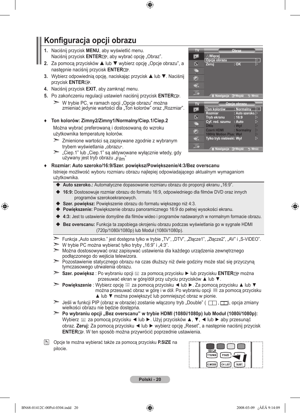 Konfiguracja opcji obrazu | Samsung LE37A656A1F User Manual | Page 158 / 614