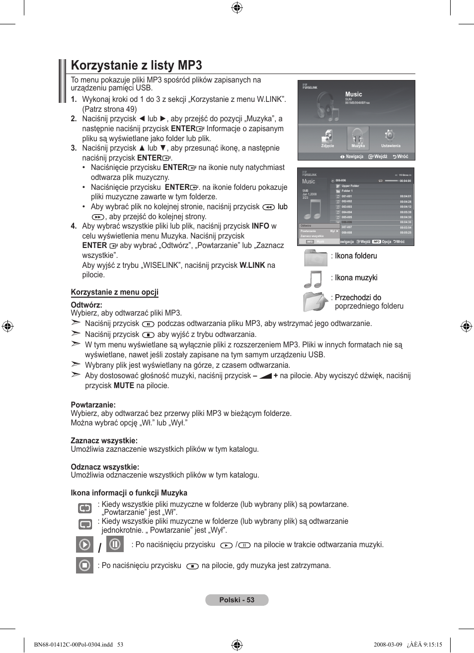 Korzystanie z listy mp | Samsung LE37A656A1F User Manual | Page 191 / 614