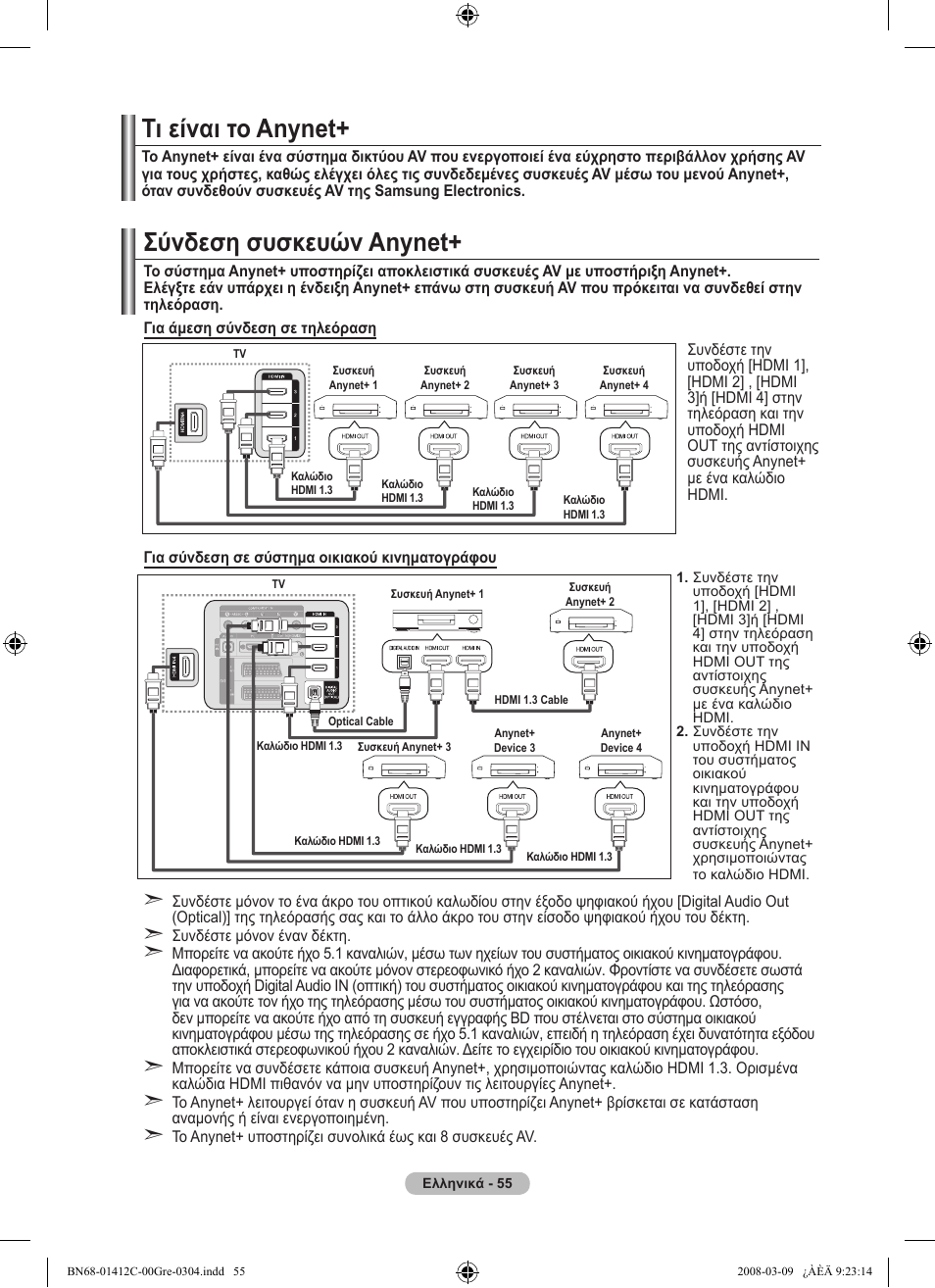 Σύνδεση συσκευών anynet, Τι είναι το anynet | Samsung LE37A656A1F User Manual | Page 261 / 614