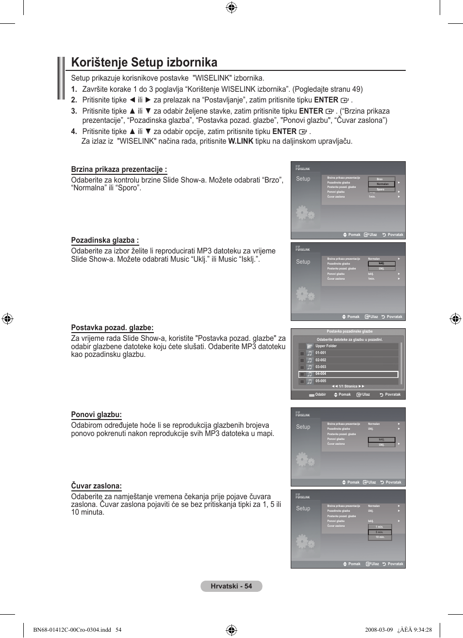 Korištenje setup izbornika, Hrvatski | Samsung LE37A656A1F User Manual | Page 396 / 614