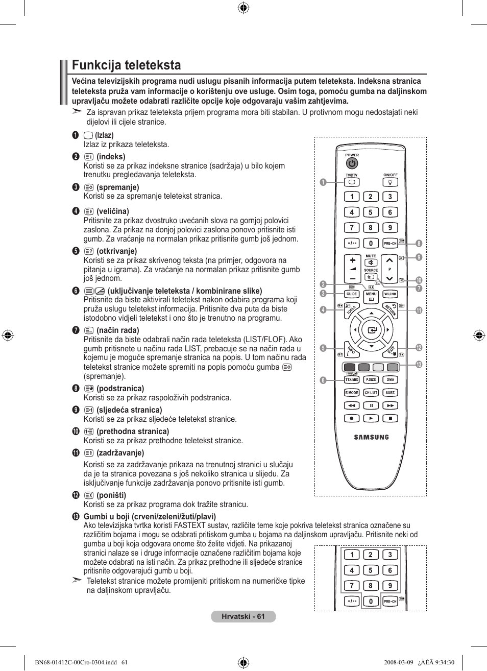 Funkcija teleteksta | Samsung LE37A656A1F User Manual | Page 403 / 614