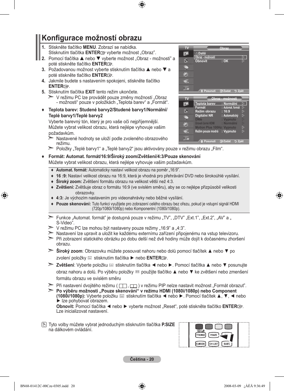 Konfigurace možností obrazu | Samsung LE37A656A1F User Manual | Page 430 / 614