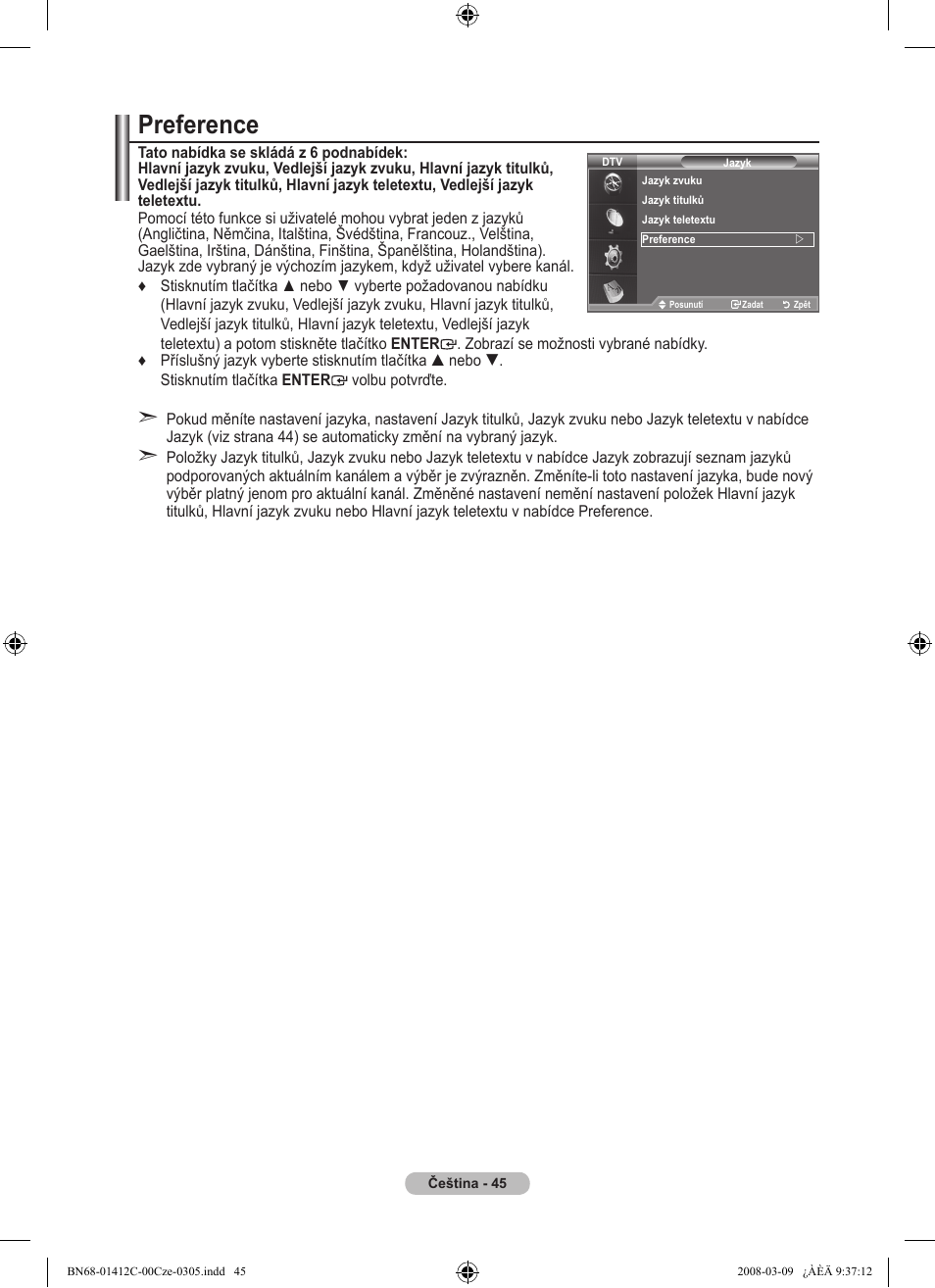 Preference | Samsung LE37A656A1F User Manual | Page 455 / 614