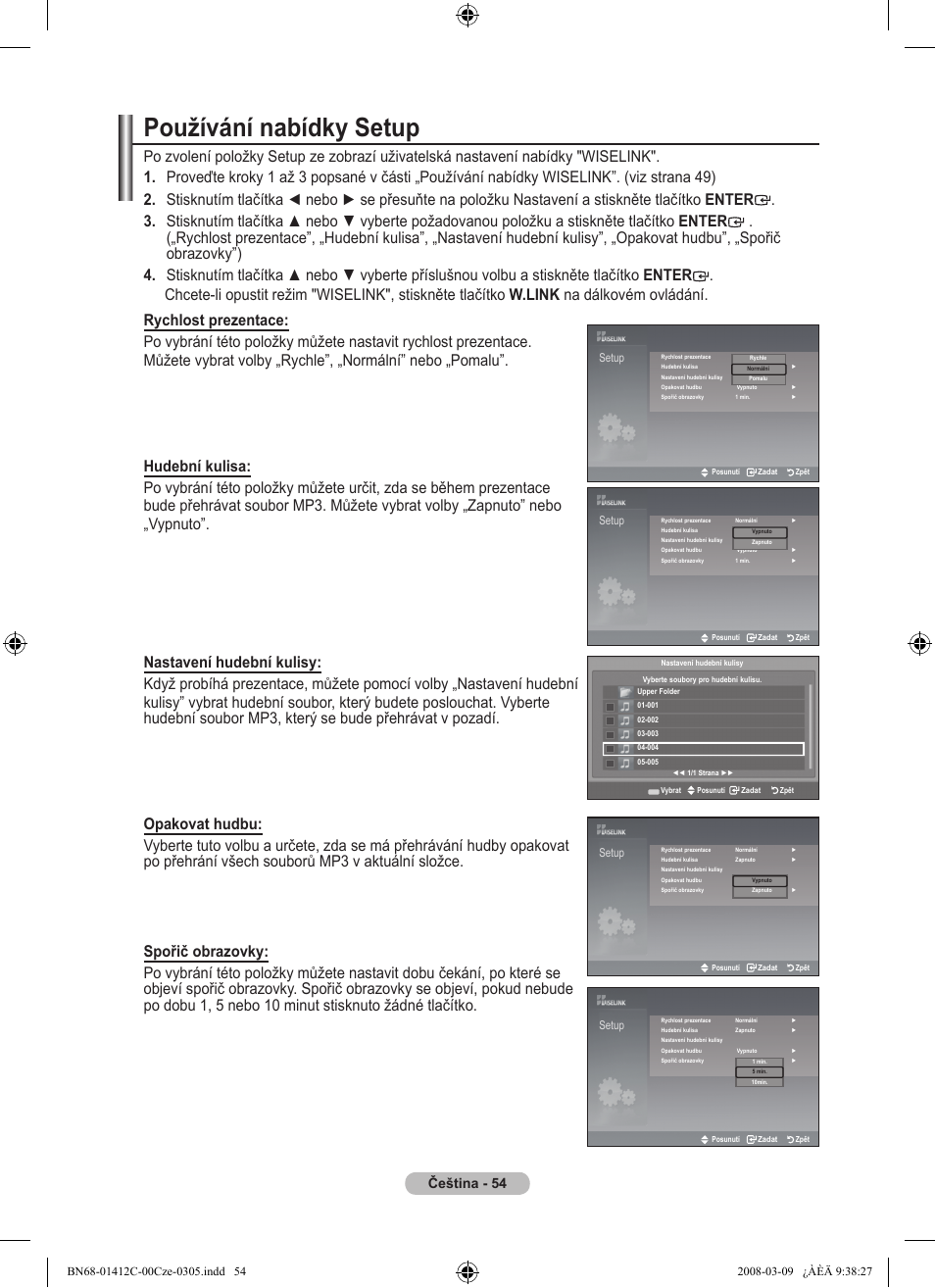 Používání nabídky setup, Čeština | Samsung LE37A656A1F User Manual | Page 464 / 614