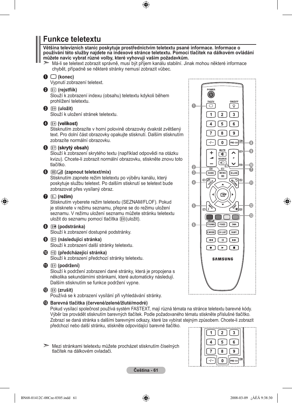 Funkce teletextu | Samsung LE37A656A1F User Manual | Page 471 / 614