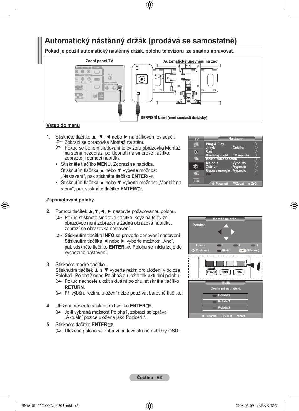 Automatický nástěnný držák (prodává se samostatně) | Samsung LE37A656A1F User Manual | Page 473 / 614