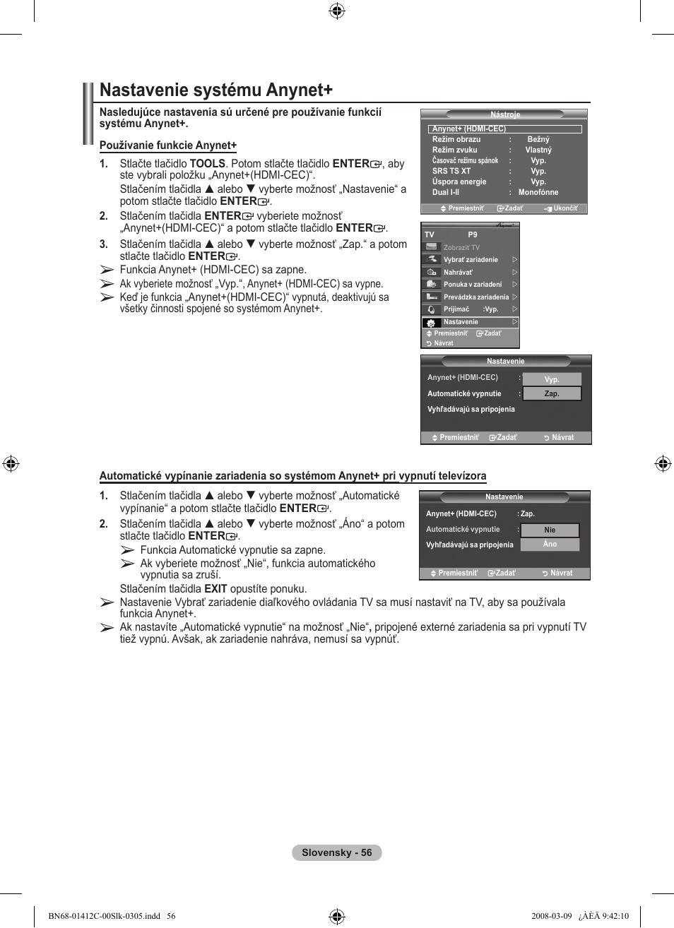 Nastavenie systému anynet | Samsung LE37A656A1F User Manual | Page 534 / 614