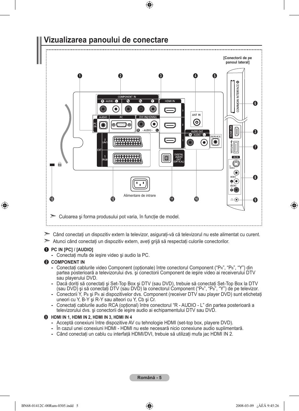 Vizualizarea panoului de conectare | Samsung LE37A656A1F User Manual | Page 551 / 614