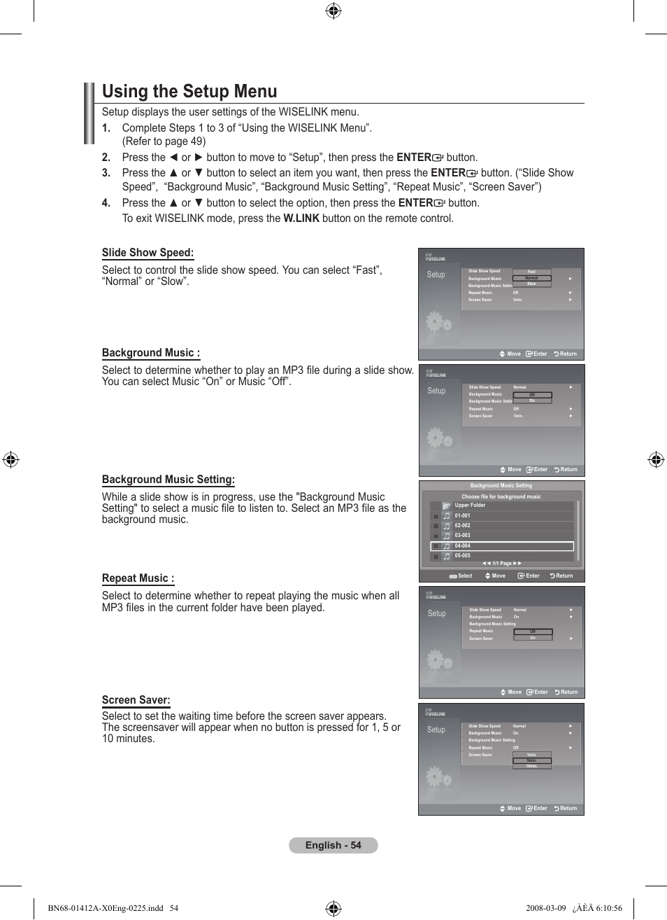 Using the setup menu, English | Samsung LE37A656A1F User Manual | Page 56 / 614